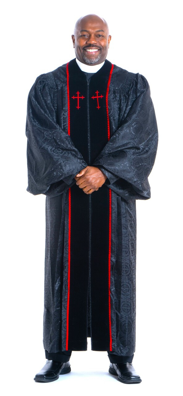 Men's Preacher Clergy Robe in Black & Red