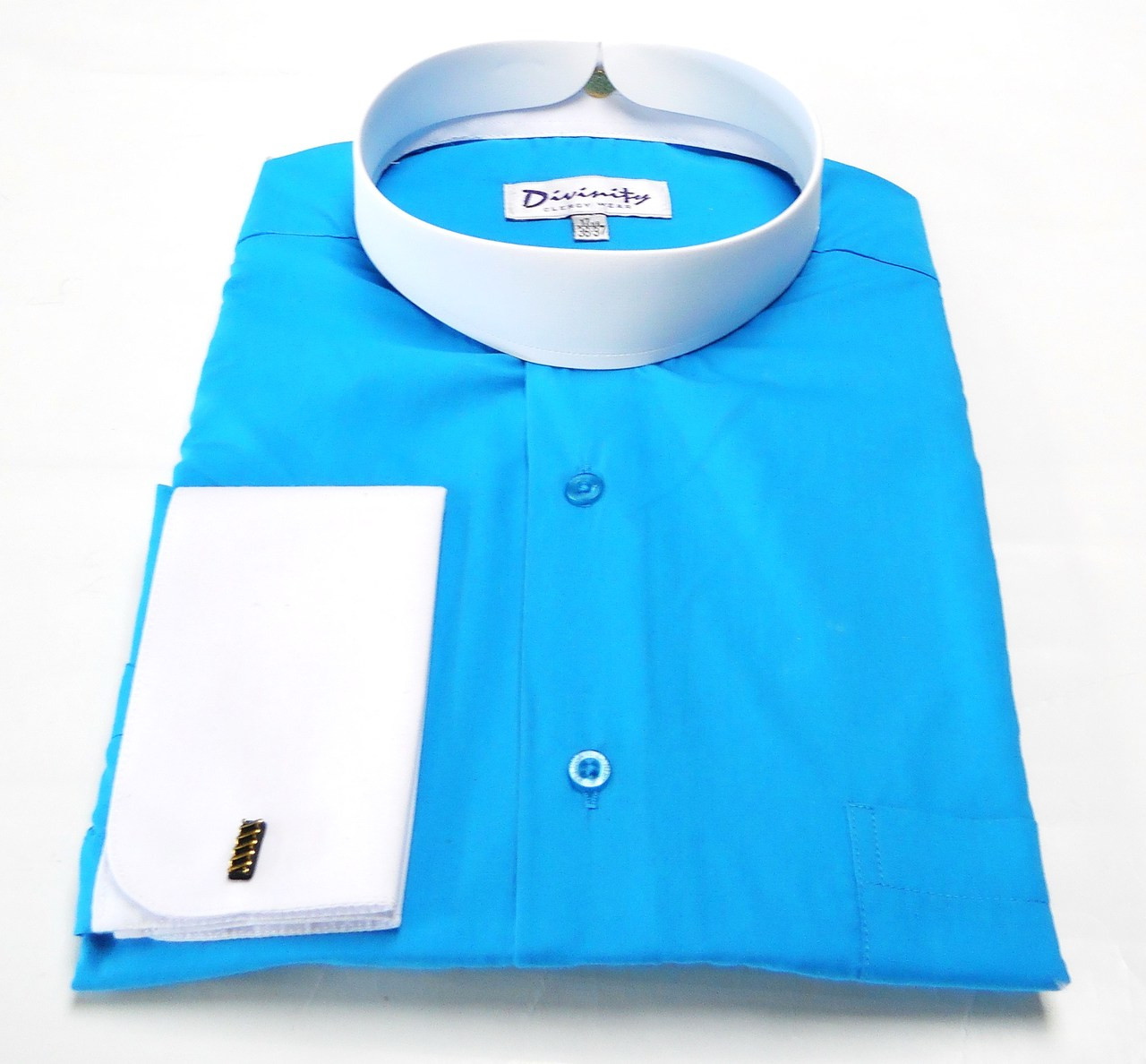 Turquoise & White Collared Clergy Shirts | Divinity Clergy Wear