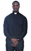 QuickShip: Tab Collar Clergy Shirt in Black