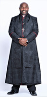 0001. Men's Joshua Clergy Vestment in Black & Red - 5 Pieces Included