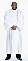 0001 Men's JT Wesley Pulpit Robe in White & Gold