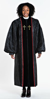 01. Ladies JT Wesley Pulpit Robe in Black & Red