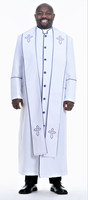 Men's Adam Clergy Robe & Stole in White & Purple