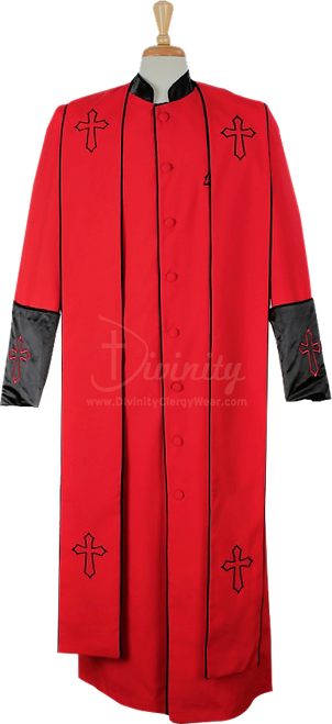004.  Men's Asbury Clergy Robe & Stole Set In Red & Black
