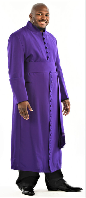 Men's 33-Button Roman Cassock & Cincture Set In Purple