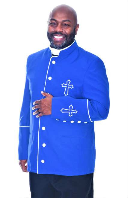 Trinity Clergy Jacket For Men In Royal & White