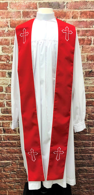 001. Trinity Clergy Stole in Red & White