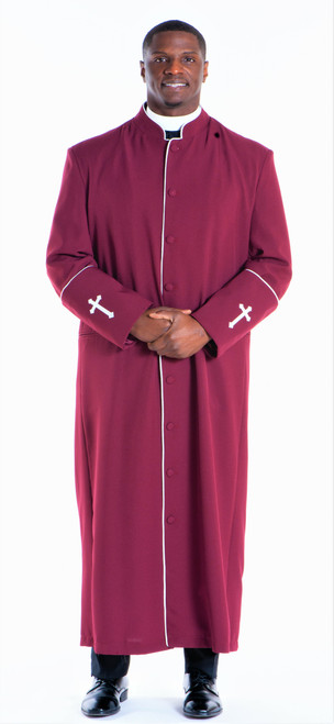 Men's Preacher Clergy Robe in Burgundy & White