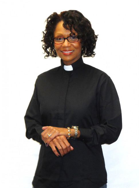 Buy Ladies Tab Collar Clergy Shirt in Black | Divinity Clergy Wear