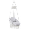 Vivere Macrame Deluxe Hanging Chair with Fringe & Pillow