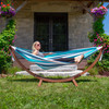 Vivere Double Sunbrella Hammock with Solid Pine Stand (260cm) - Token Surfside