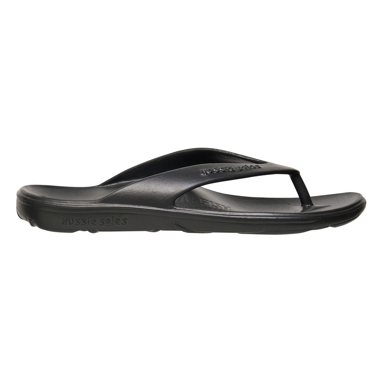 Aussie Soles Starfish 2.0 Arch Support Thongs - Black | Outdoors Warehouse