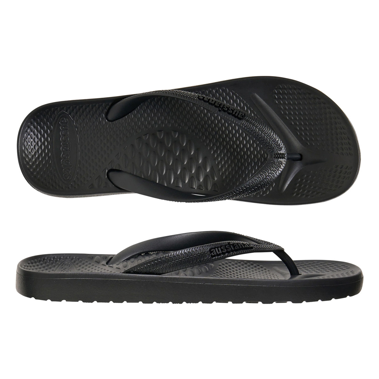 Aussianas Classic 2.5 Arch Support Thongs Black Outdoors Warehouse