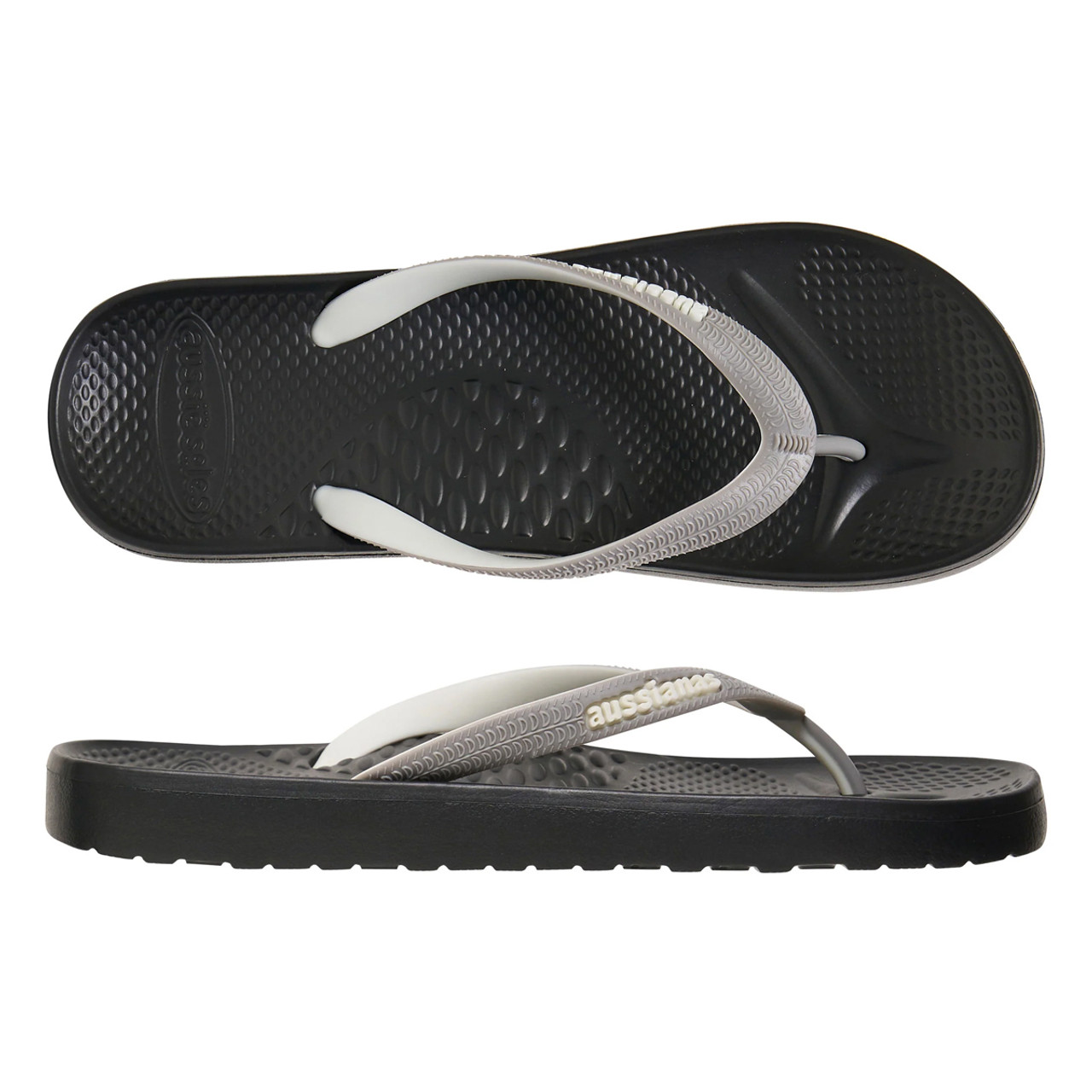 Aussianas Classic 2.5 Arch Support Thongs Black Grey