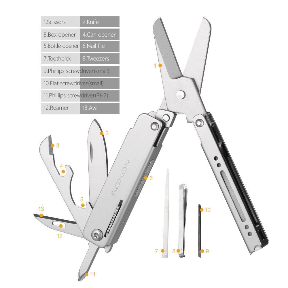 Mossy Oak 13-in-1 Multi-Tool – Stainless Steel Folding Plier With Serrated Blade, Bottle Opener, Sheath Included – MO17004AB