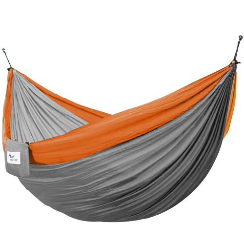 Vivere Grey & Orange Nylon Parachute Hammock