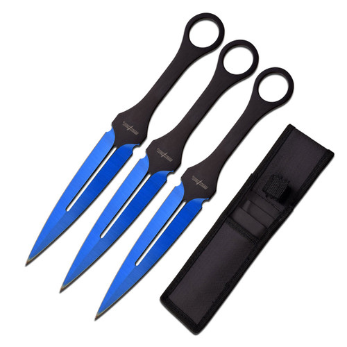 Perfect Point Blue Electro Throwing Knives 3 Pack