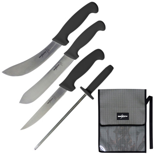 Sicut 4 Piece Black Handle Butcher Knife Set