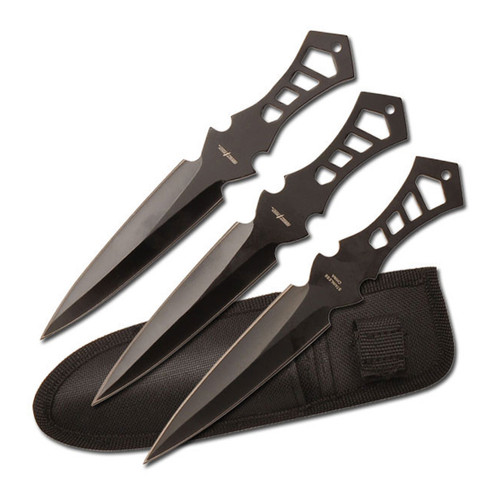 Perfect Point Black Dagger Throwing Knives 3 Pack