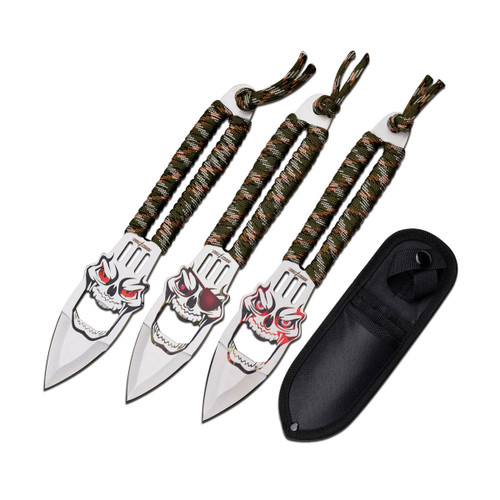 Perfect Point Skull Throwing Knife Set with Bottle Opener 
