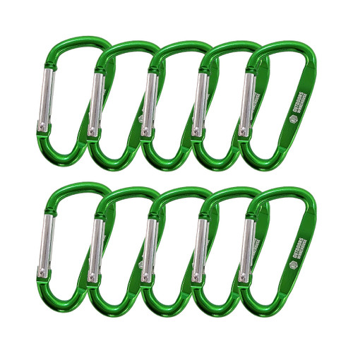 Metallic Green 8cm Carabiner Gear Clip 10 Pack