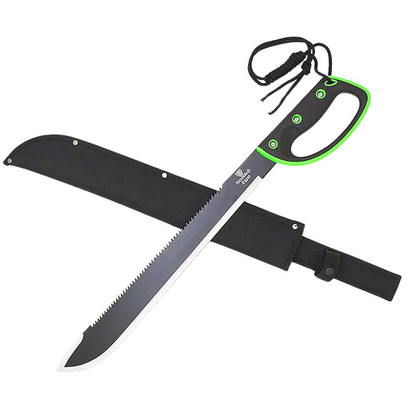 Snake Eye Sawback Black & Green Machete