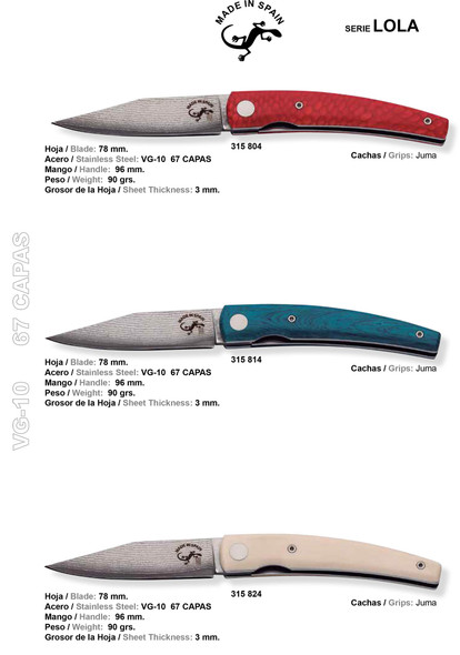Salamandra Lola Damascus Red Juma Pocket Knife 174mm