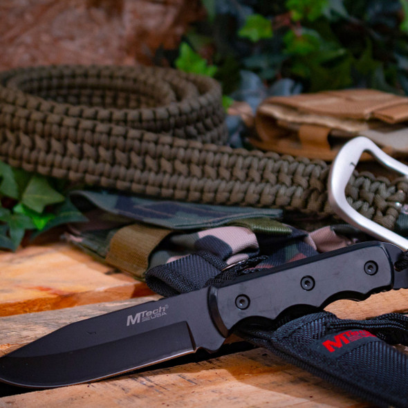 MTech USA Black Handle Fixed Blade Knife