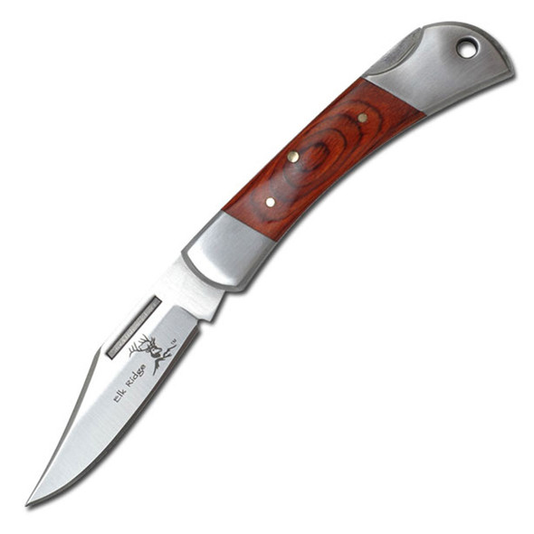 Elk Ridge Wooden Handle Lockback Pocket Knife Elk Ridge Wooden Handle Lockback Pocket Knife