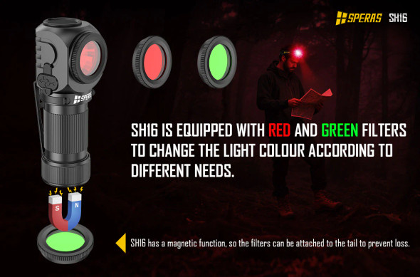 Speras Magnetic Headlamp w Red & Green Filters Speras Magnetic Headlamp w Red & Green Filters