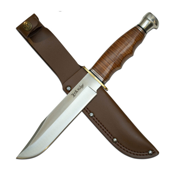 Elk Ridge Leather Handle Bowie knife Elk Ridge Leather Handle Bowie knife