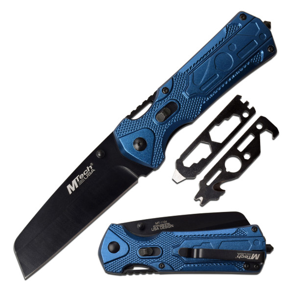MTech USA Blue Pocket Knife with Multi-Tools MTech USA Blue Pocket Knife with Multi-Tools