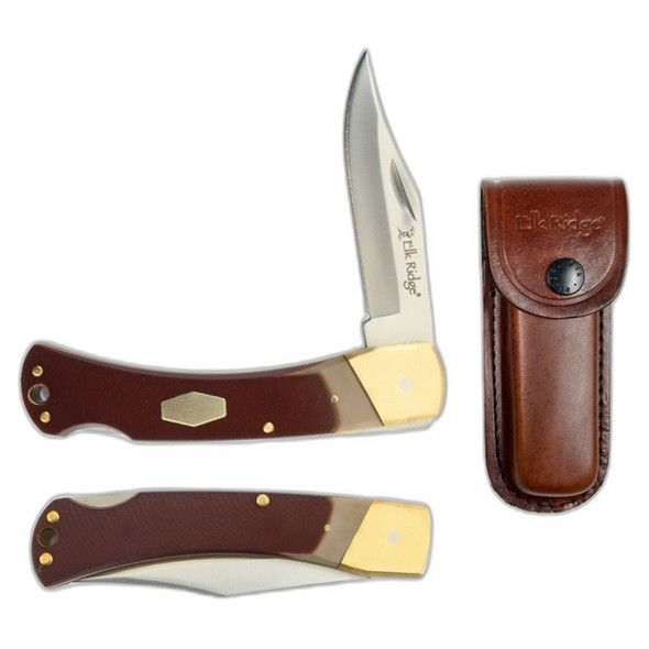 Elk Ridge Lock Back Folding Knife - Brown & Gold
