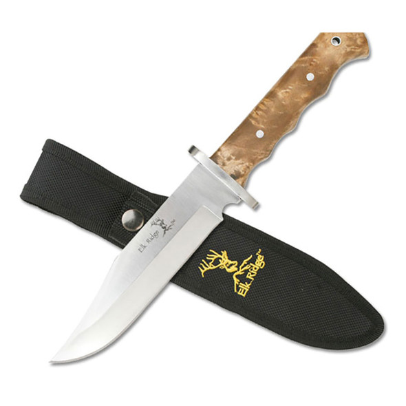 Elk Ridge Burl Wood Fixed Blade Knife