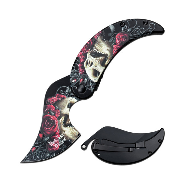 Dark Side Blades Skull & Rose Pocket Knife