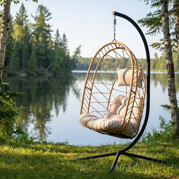 Vivere Deluxe Nest Chair with Stand - Cappuccino