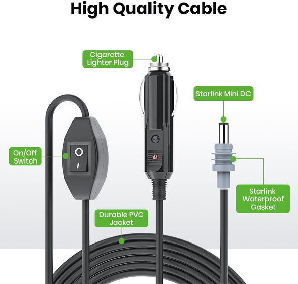 XTAR-Link 12V/24V Cigarette Lighter Power Cable for Starlink Mini