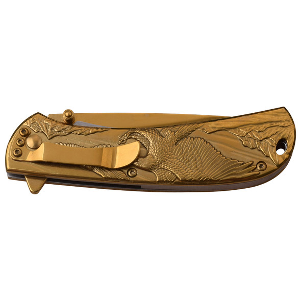Masters Collection Gold Engraved Folding Knife