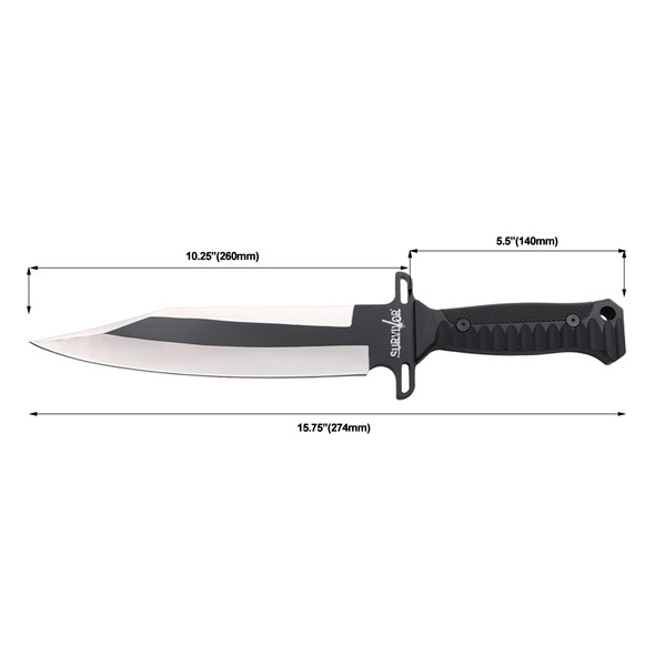 Survivor Sawback Bowie Knife with Sheath - Black Handle