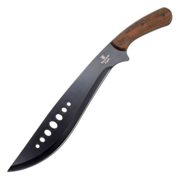 Snake Eye Kukri Machete - Black Blade & Wood Handle