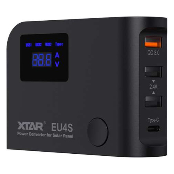 XTAR EU4S 45W 4-Port USB Charging Station - Car, Solar & Power Station Input