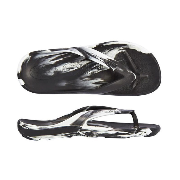 Aussie Soles Black & White Starfish 2cm Arch Support Thongs