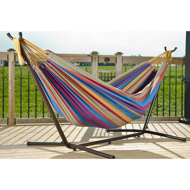 Vivere Double Hammock and Steel Frame Combo
