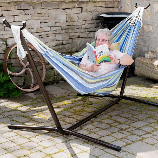 Vivere Double Hammock and Steel Frame Combo