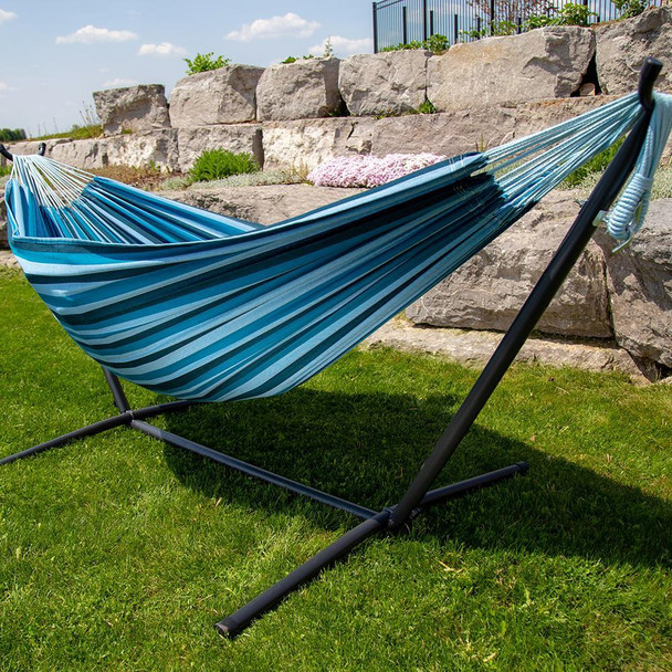 Vivere Double Hammock and Steel Frame Combo