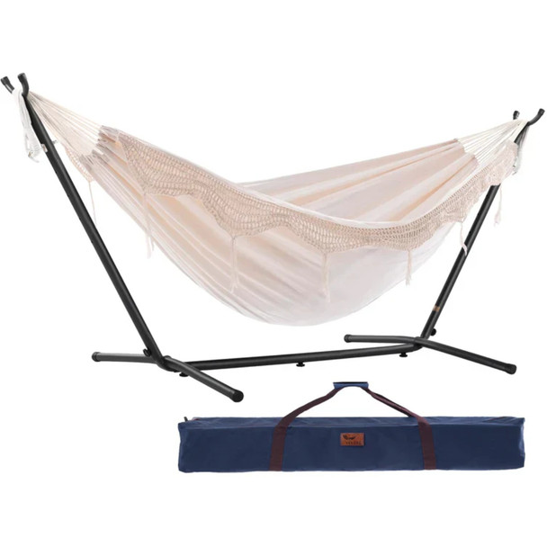 Vivere Double Hammock and Steel Frame Combo