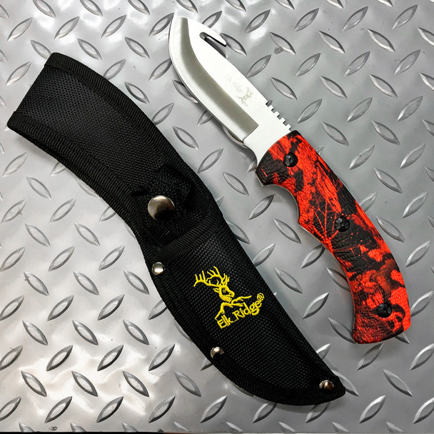 Elk Ridge Red Camo Gut Hook Skinner Knife Elk Ridge Red Camo Gut Hook Skinner Knife
