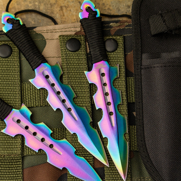 Perfect Point Rainbow Throwing Knives 3 Pack