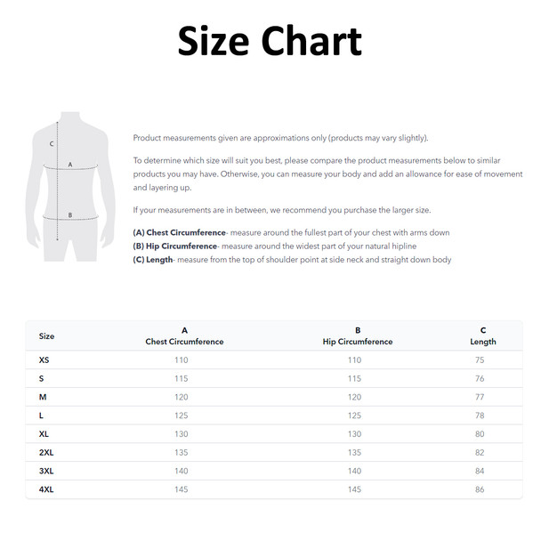Burke & Wills Green Flinders Work Shirt - Size Chart