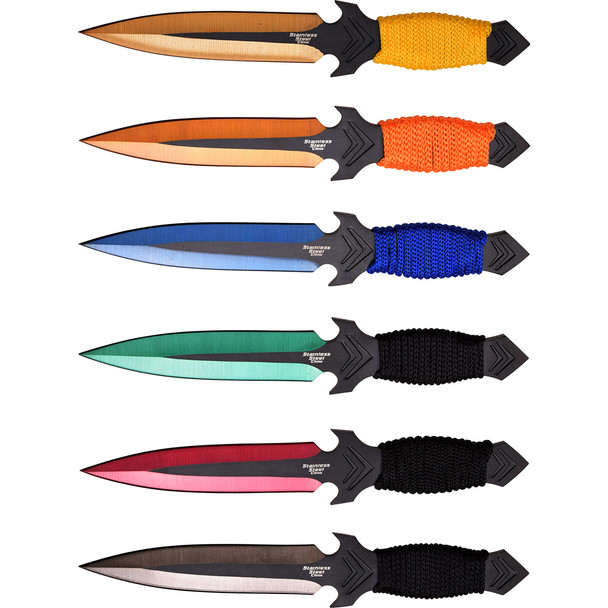Perfect Point Multicolour Throwing Knives 6 Pack